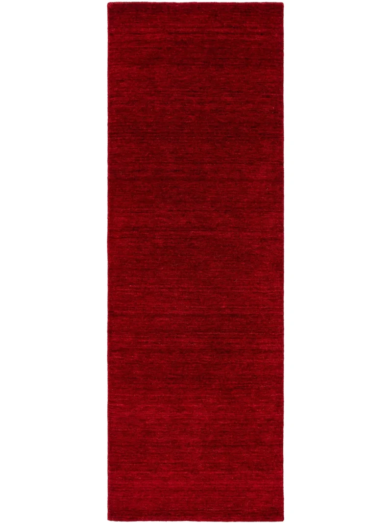 Tapis moderne chiné descente de lit bordeaux en laine 70x200 cm