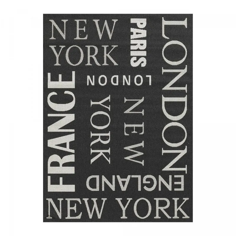 Tapis d'Extérieur Noir Capital Out 120x170 cm – Jadorel