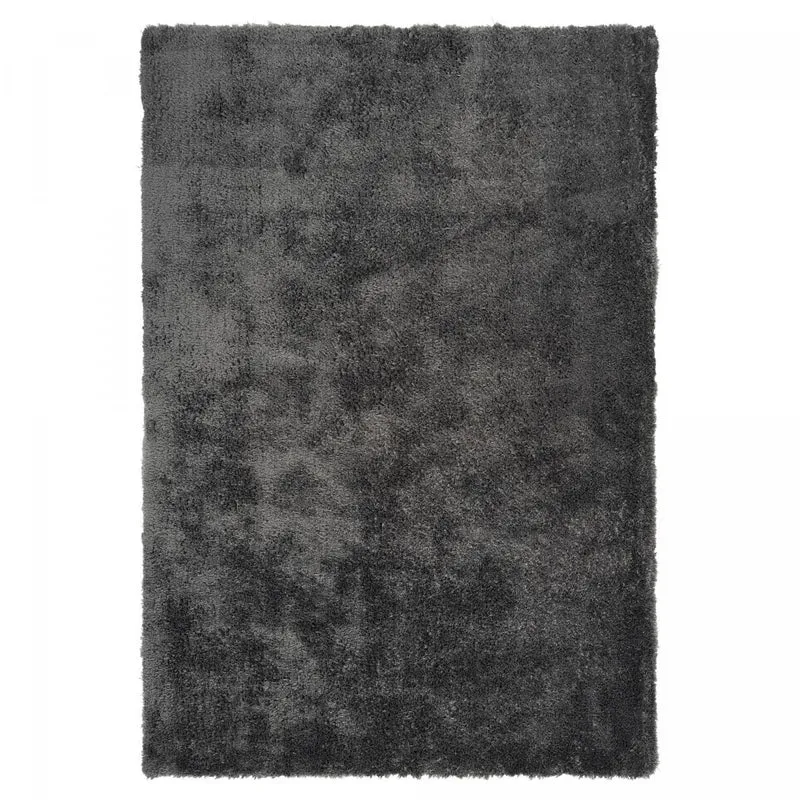Tapis Shaggy Gris et Noir en Polyester 120x170 cm – Royaume du Tapis