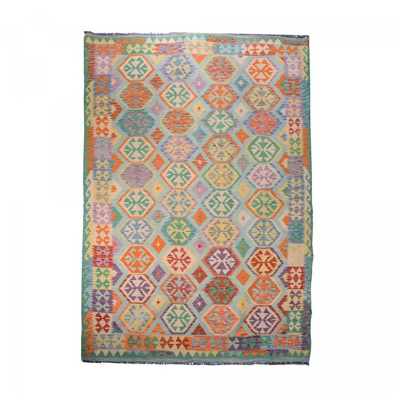 Tapis Kilim Multicolore en Laine 198x301 cm – Royaume du Tapis