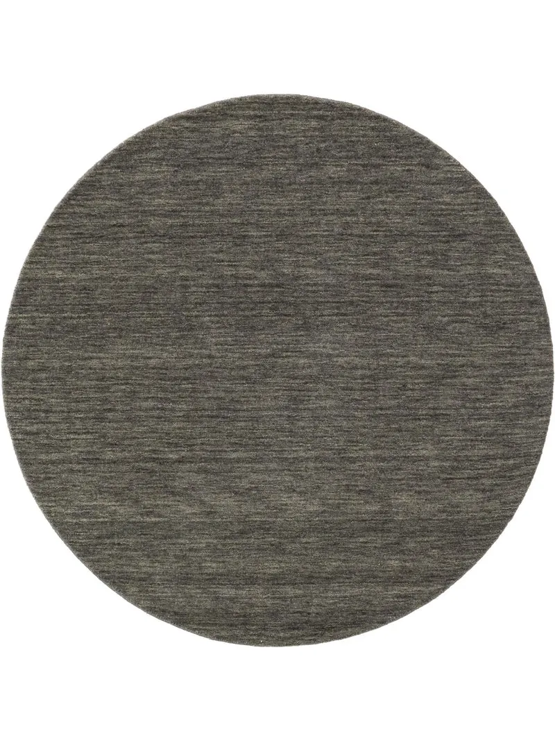 Tapis moderne chiné rond gris foncé en laine 200 cm de diamètre