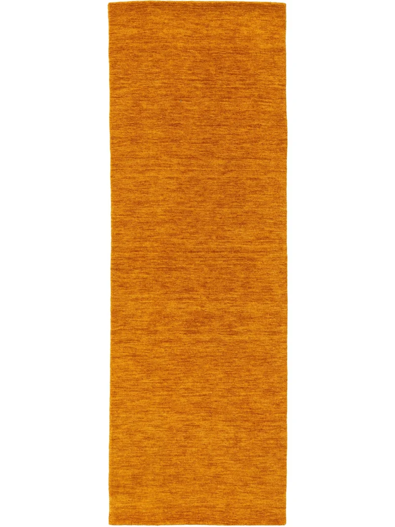 Tapis moderne chiné descente de lit orange en laine 80x250 cm