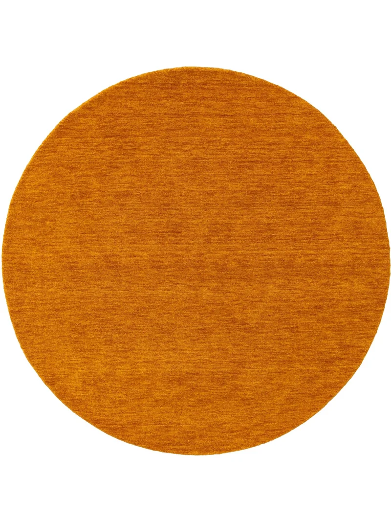 Tapis moderne chiné rond orange en laine 200 cm de diamètre