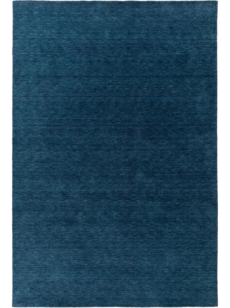 Tapis moderne chiné bleu en laine 80x150 cm