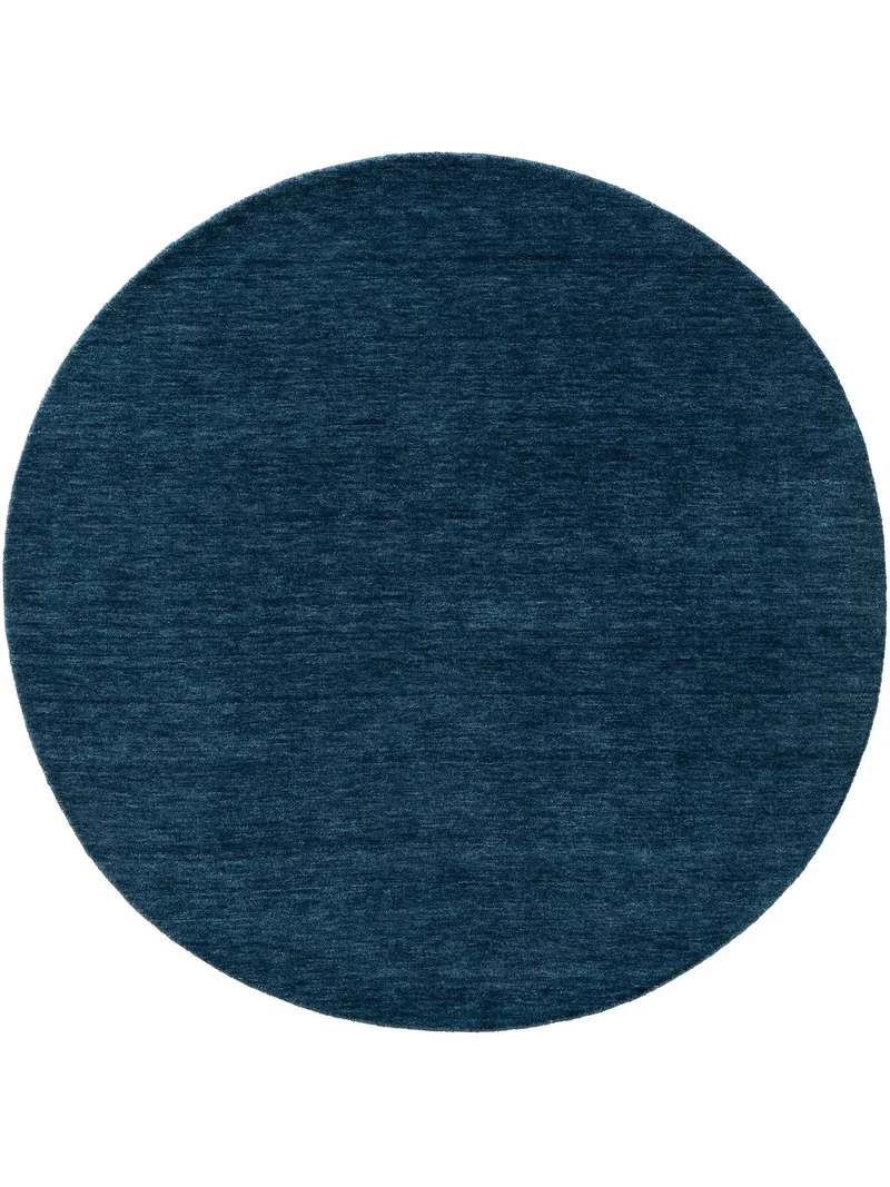 Tapis moderne chiné rond bleu en laine 160 cm de diamètre