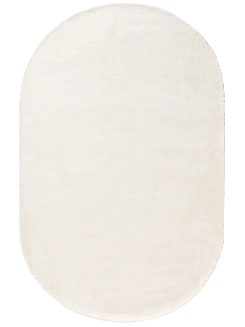 Tapis moderne uni ovale crème 150x230 cm