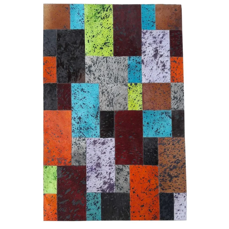 Tapis Kilim Multicolore en Cuir 120x170 cm – Royaume du Tapis