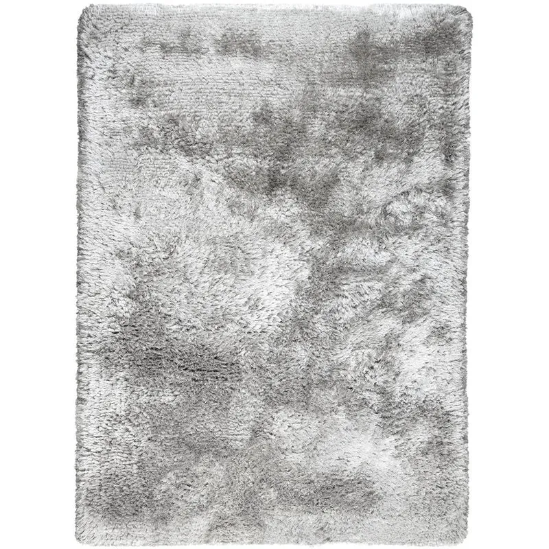 Tapis Shaggy Argenté en Polyester 140x200 cm – Ligne Pure