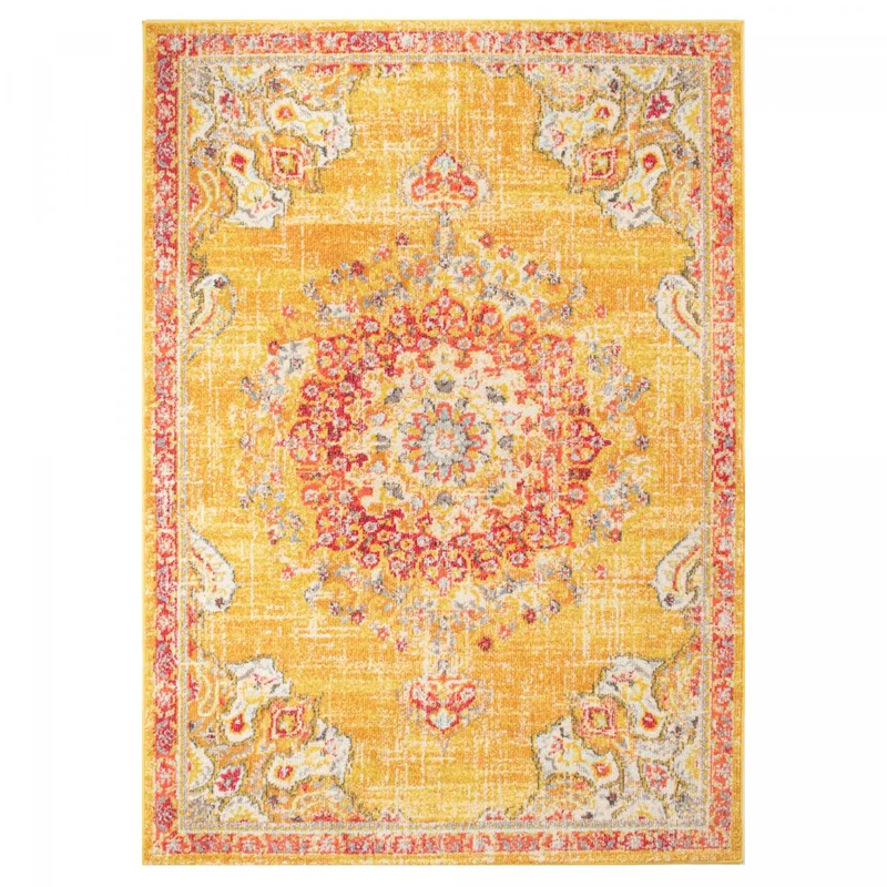 Tapis Style Orient Jaune et Rouge en Polypropylène 120x170 cm – Jadorel