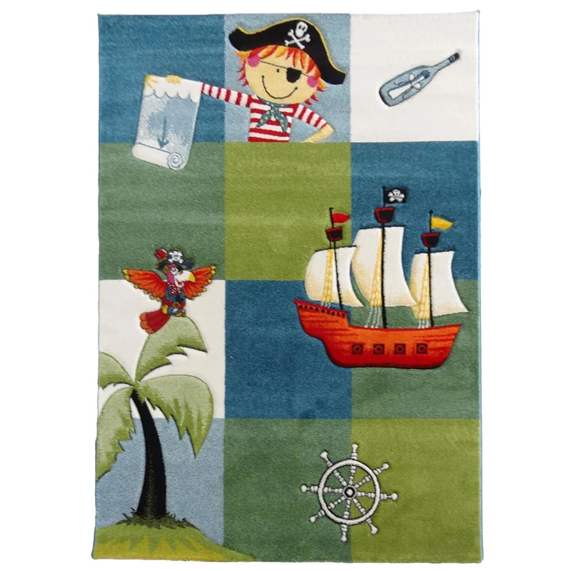 Tapis Enfant Bleu Pirate 100x100 cm – Royaume du Tapis