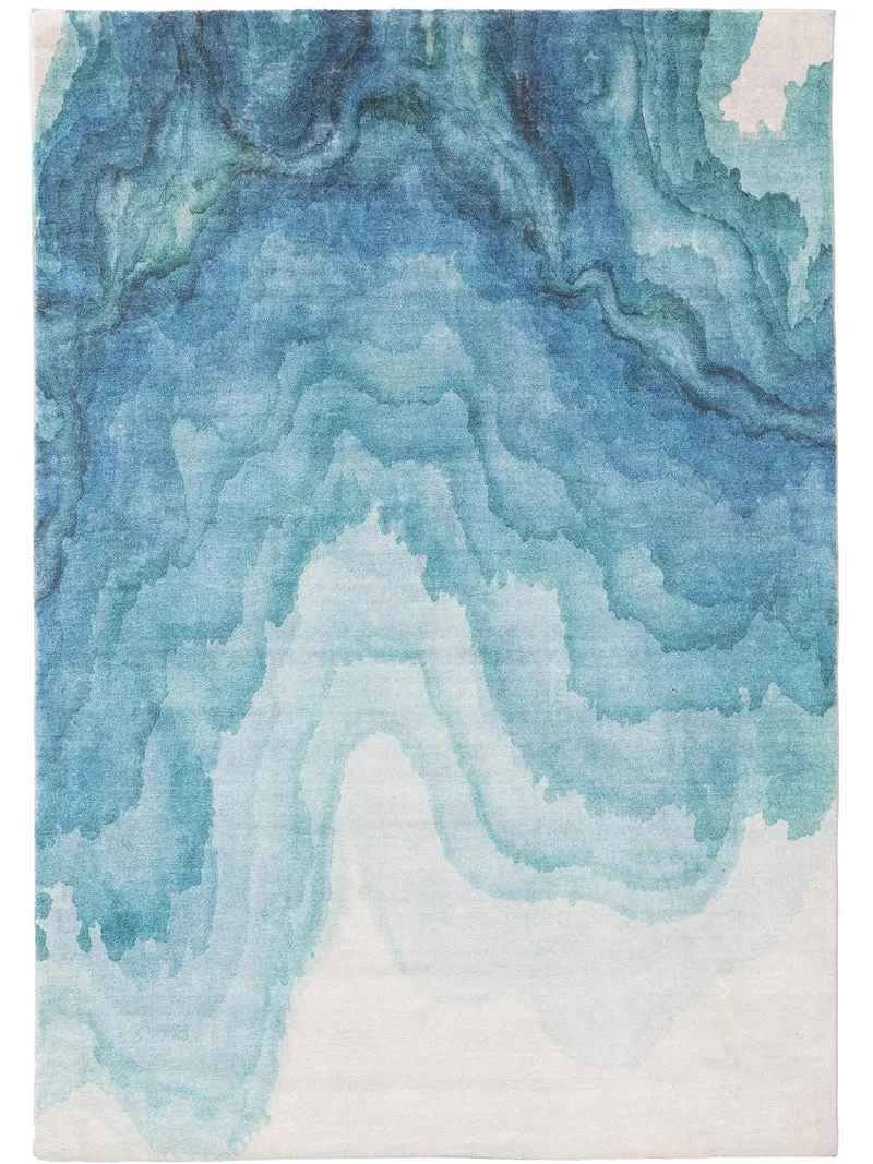 Tapis design contemporain bleu et gris 80x150 cm