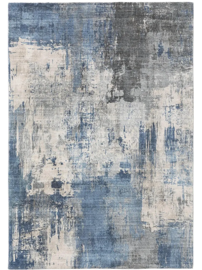 Tapis design vintage bleu et gris 160x230 cm