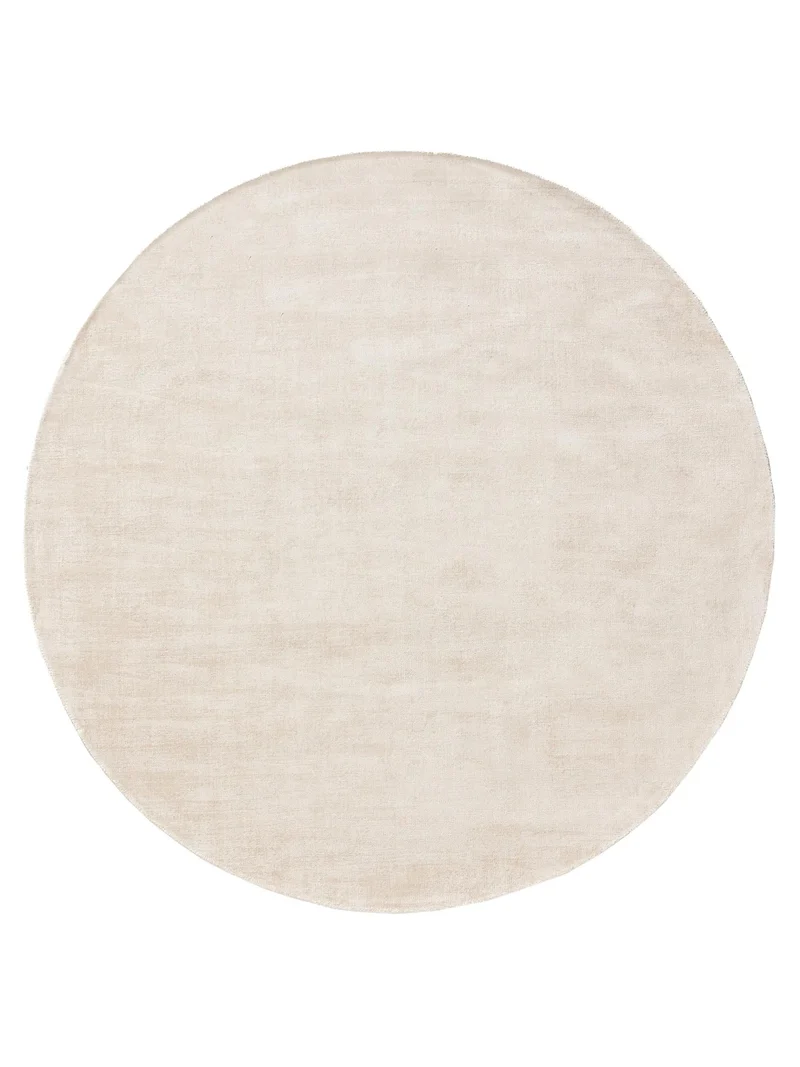 Tapis moderne uni rond crème 160 cm de diamètre