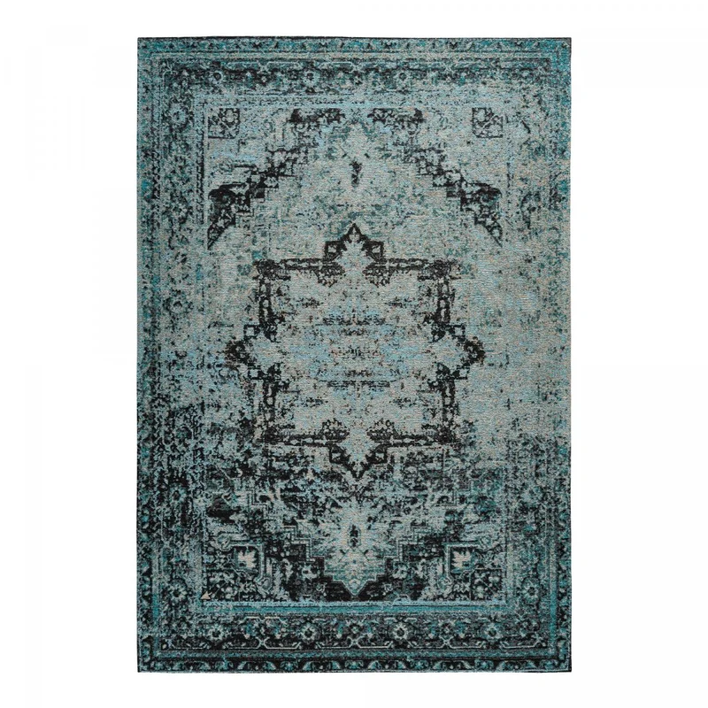 Tapis Bleu en Polyester Tissé Main 120x170 cm – Royaume du Tapis