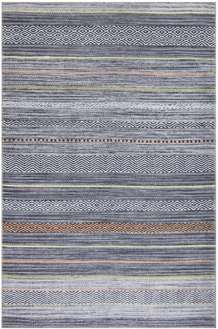 Tapis Ethnique gris de salon en coton NOBASTA