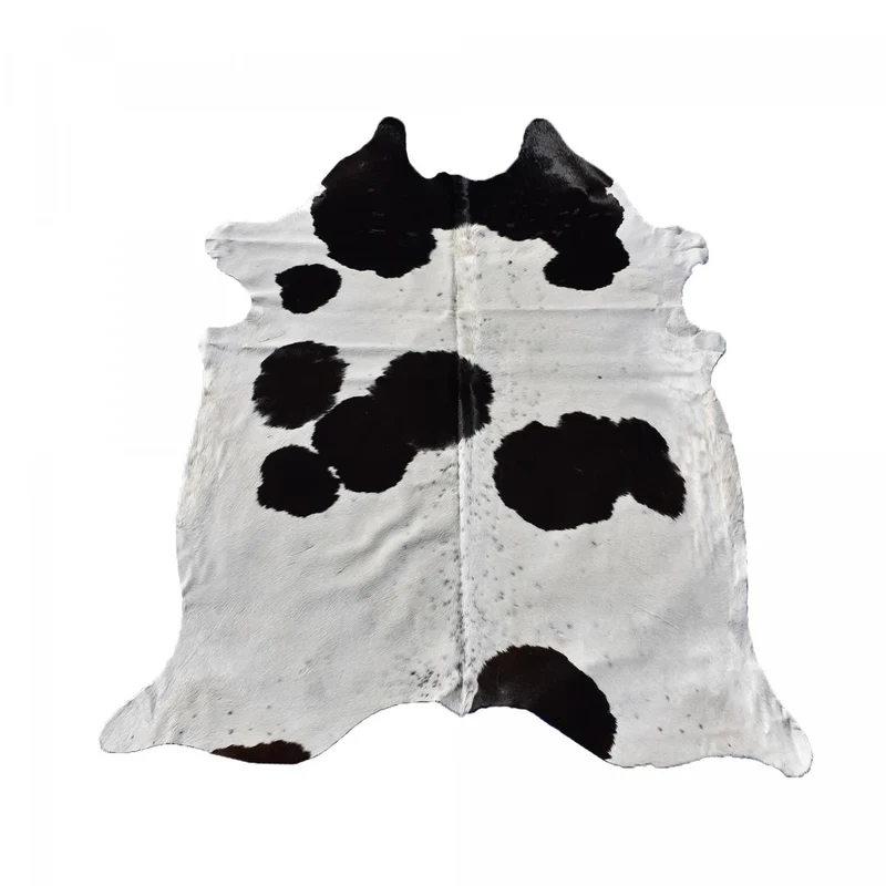 Tapis en Peau de Vache Noir et Blanc 160x180 cm – Royaume du Tapis