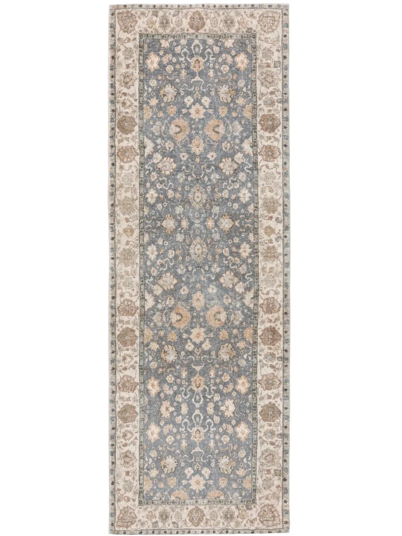 Tapis oriental de couloir beige et bleu 80x240 cm