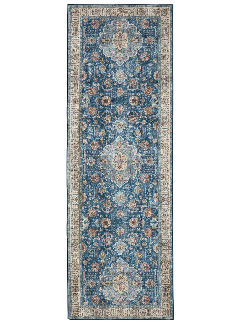 Tapis oriental de couloir bleu 80x240 cm