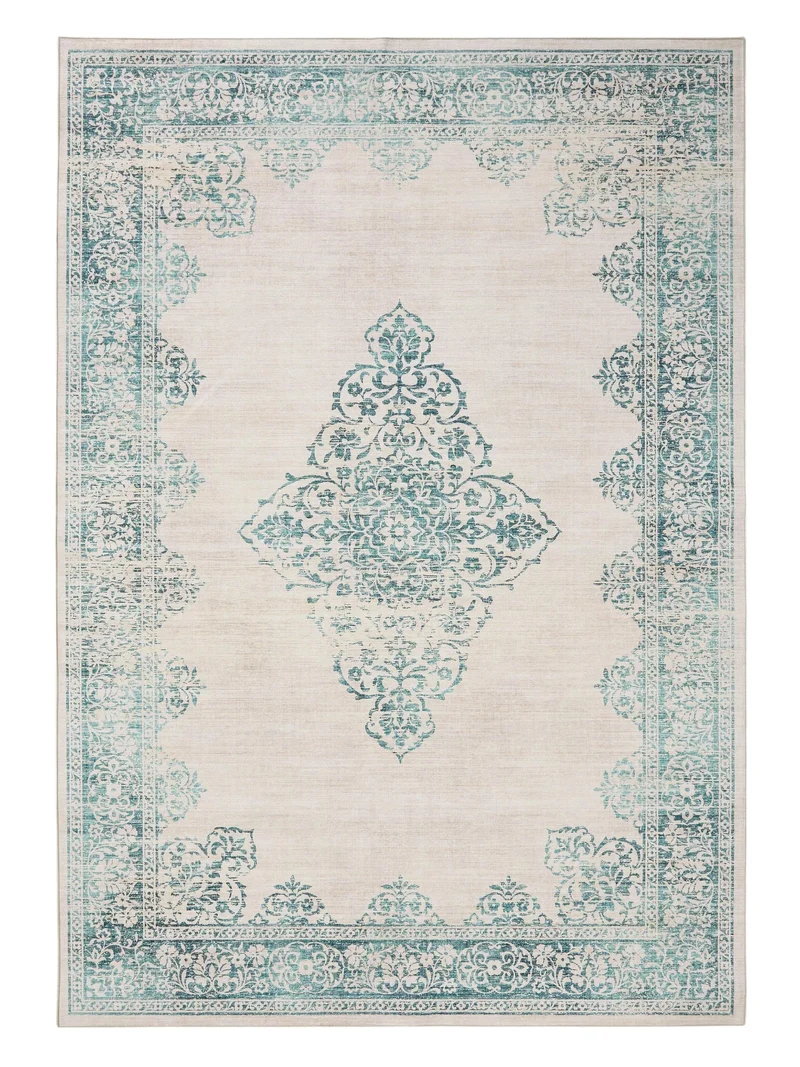 Tapis oriental turquoise et gris 80x150 cm