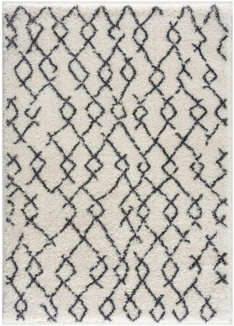 Tapis Shaggy inspiration berbère blanc EXTRA DOUX