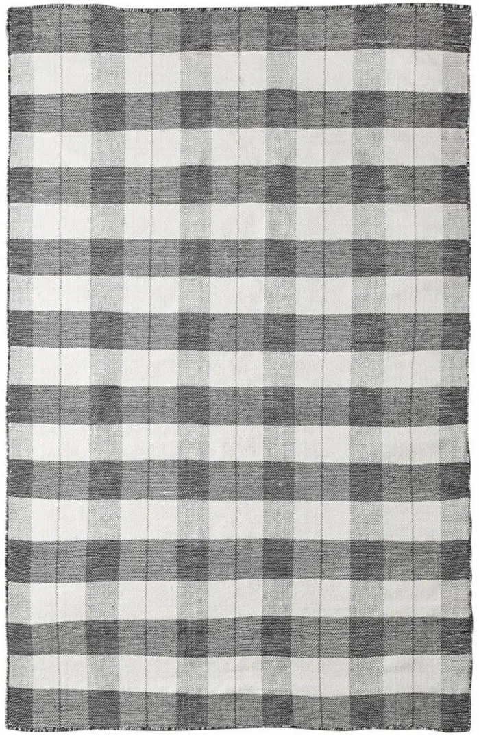 Tapis Gris graphique en fils de plastique recyclé MOMRE