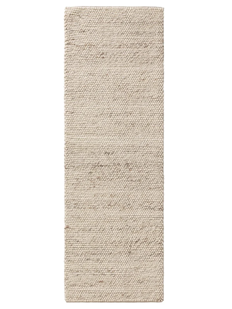 Tapis moderne uni descente de lit beige en laine 70x200 cm