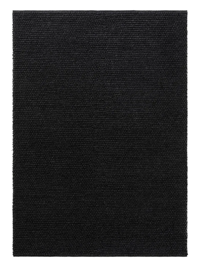 Tapis moderne uni noir charbon en laine 200x300 cm