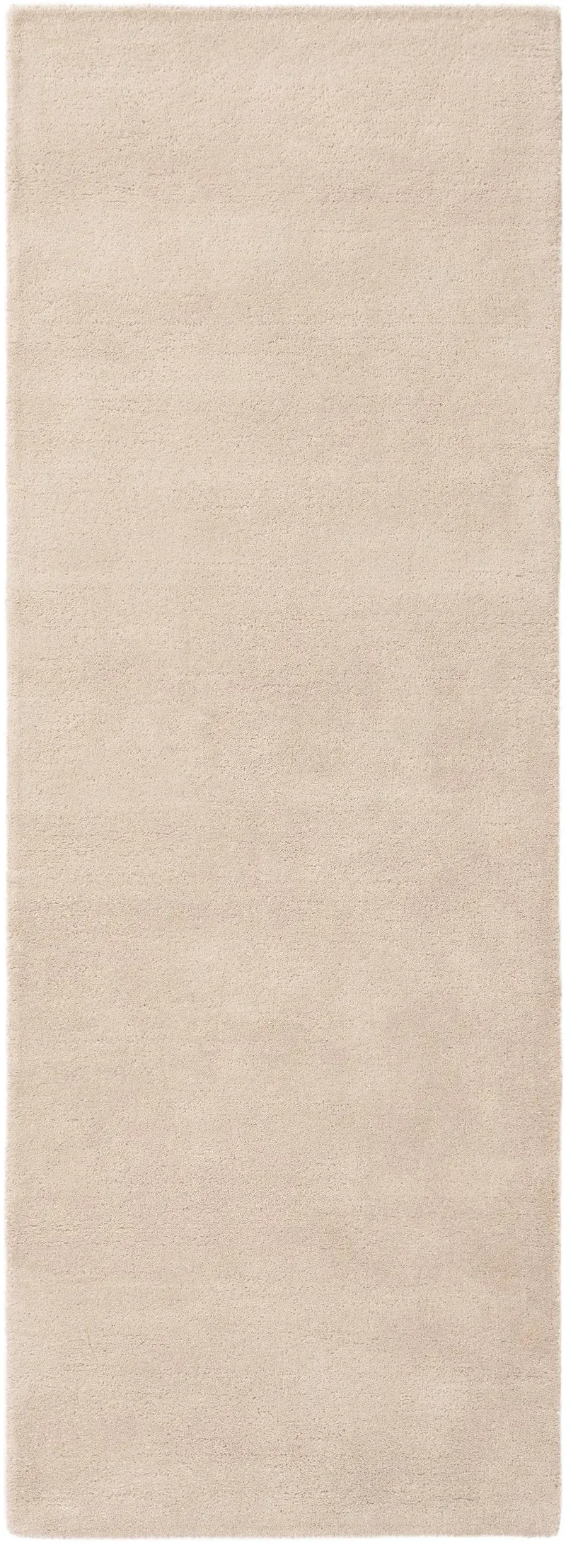 Tapis moderne uni descente de lit crème en laine 70x200 cm