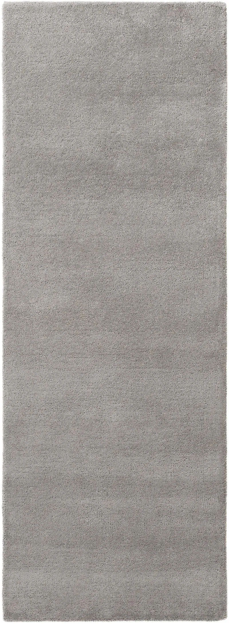 Tapis moderne uni descente de lit gris en laine 70x200 cm