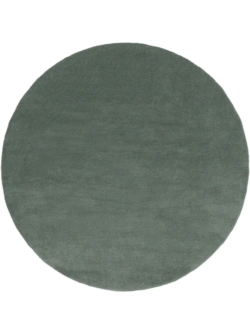 Tapis moderne uni rond vert en laine 100 cm de diamètre