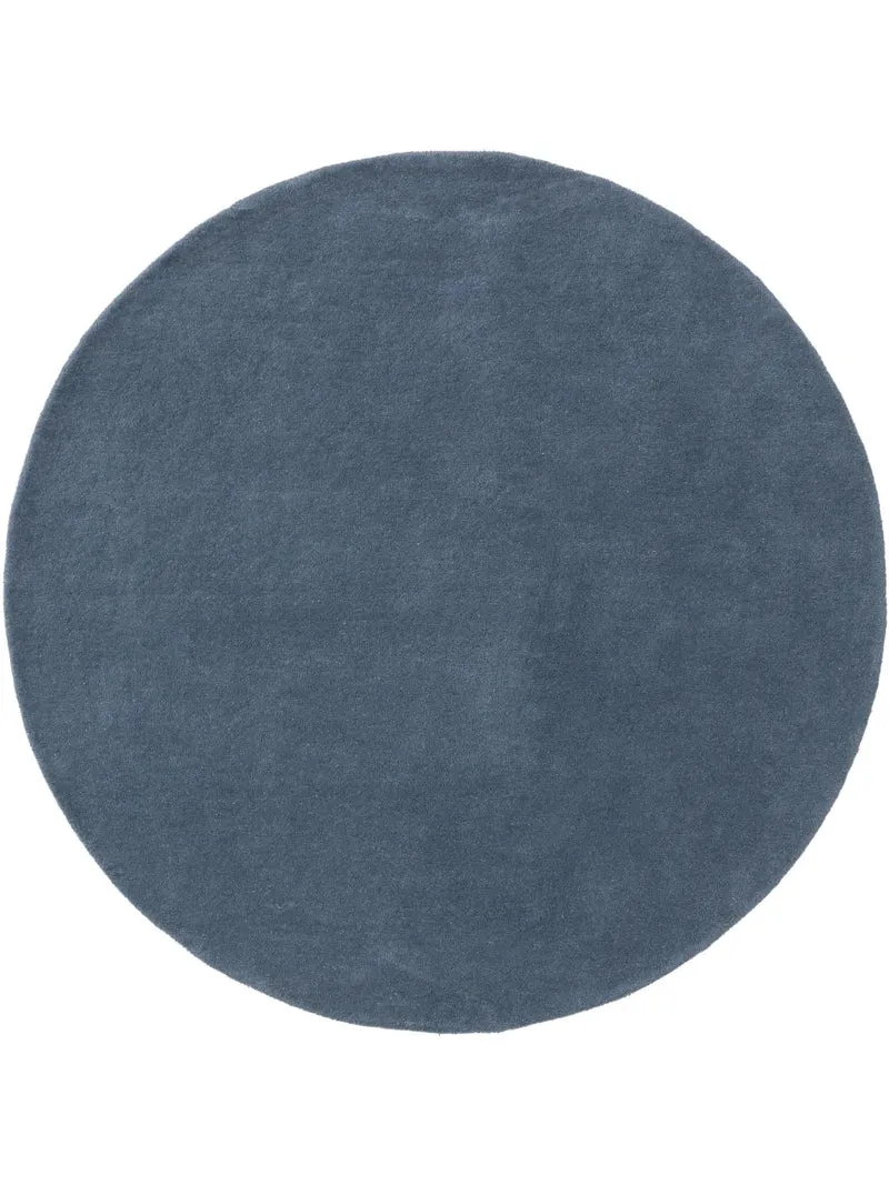 Tapis moderne uni rond bleu gris en laine 150 cm de diamètre