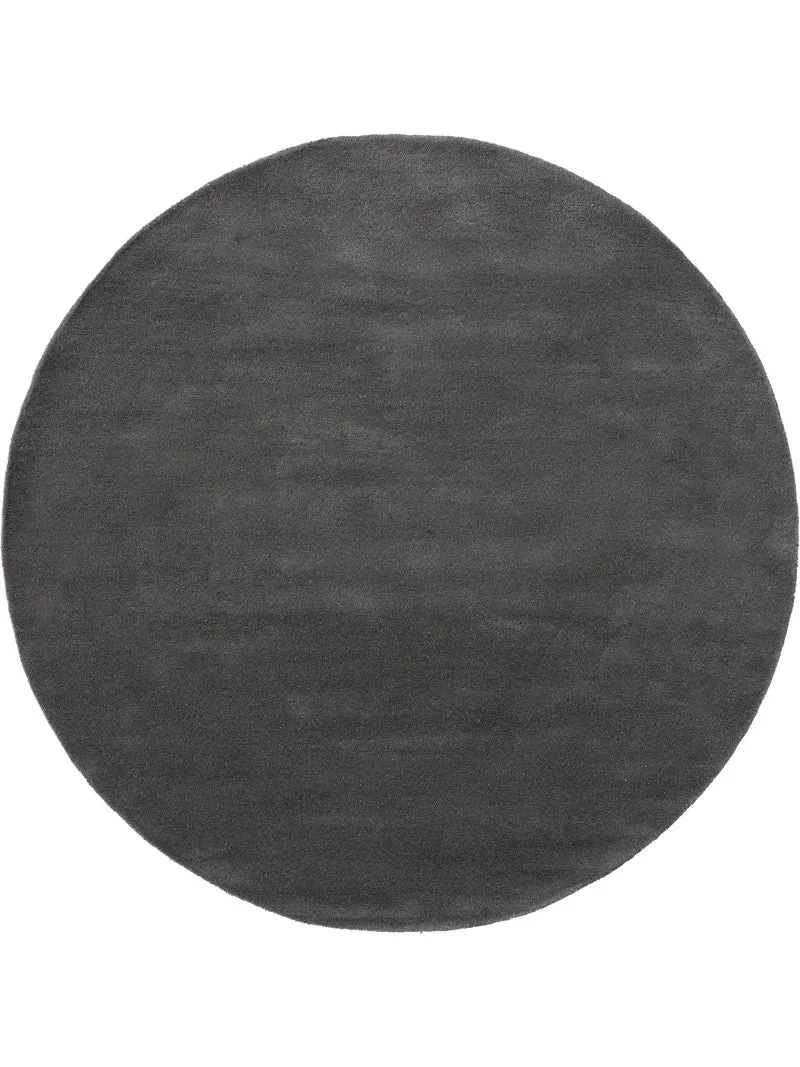 Tapis moderne uni rond gris foncé en laine 200 cm de diamètre