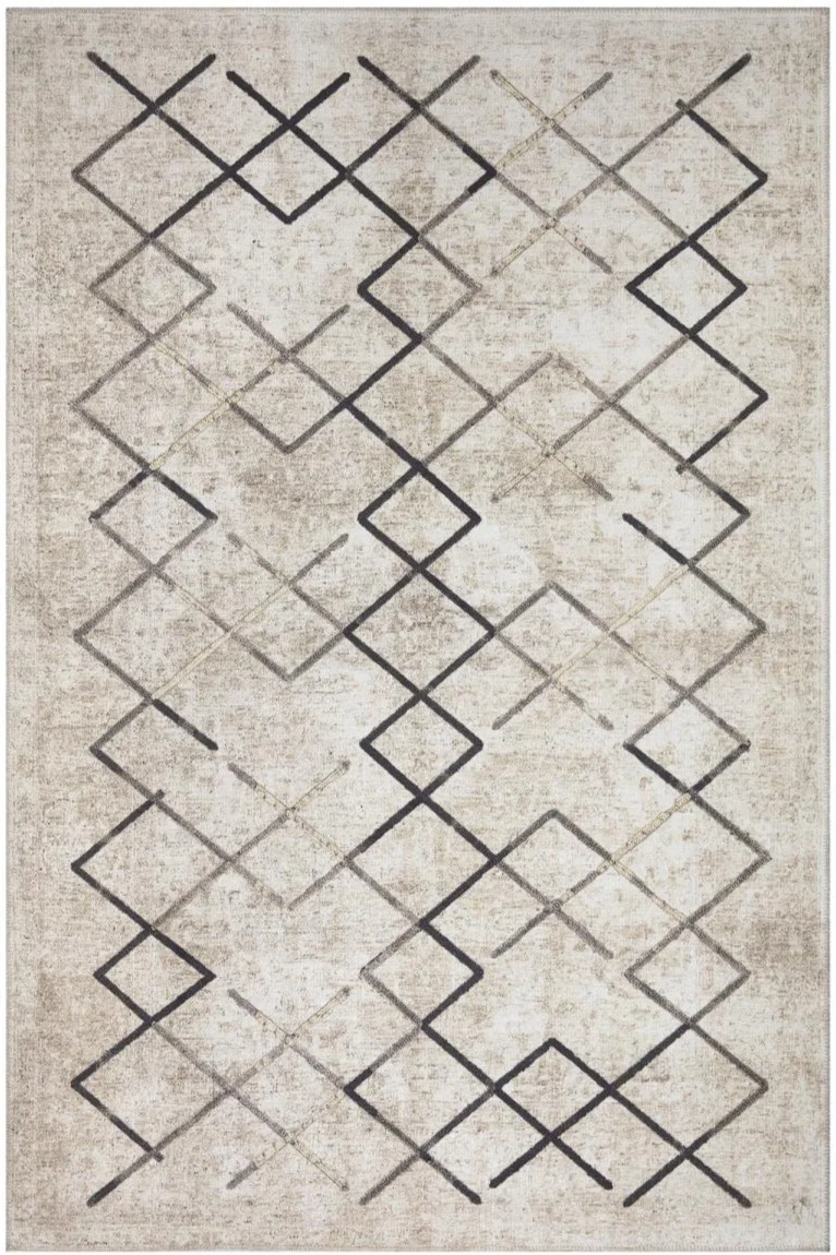 Tapis de salon en coton design moderne gris JOINTA