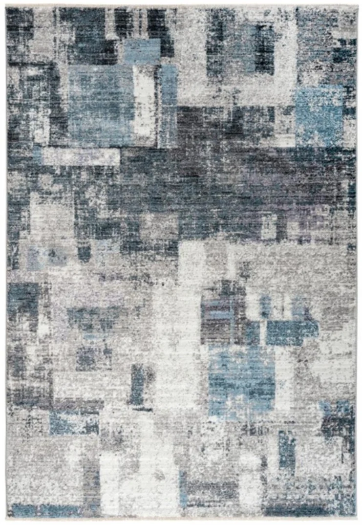 Tapis Bleu style abstrait pour salon MEDALLE