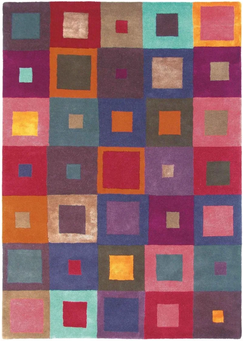 Tapis en laine graphique multicolore ESTELLA