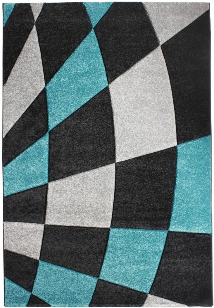 Tapis de Salon Graphique Bleu turquoise SALONTA