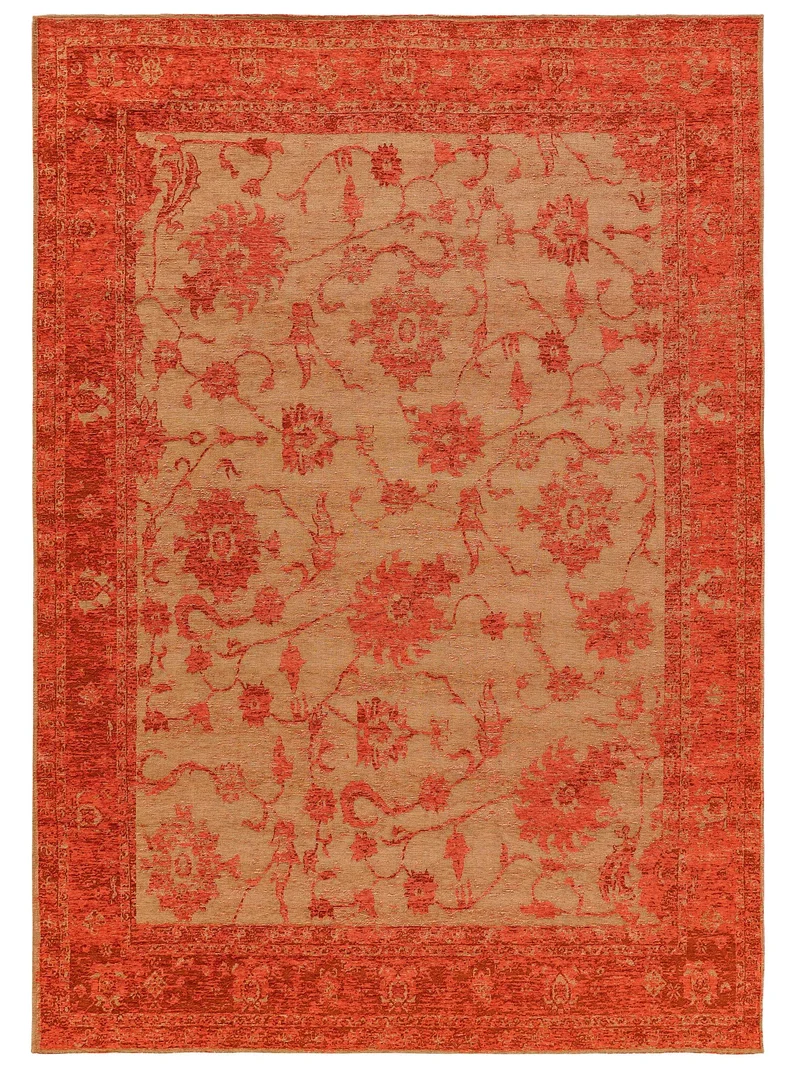Tapis vintage motif floral rouge 100x160 cm