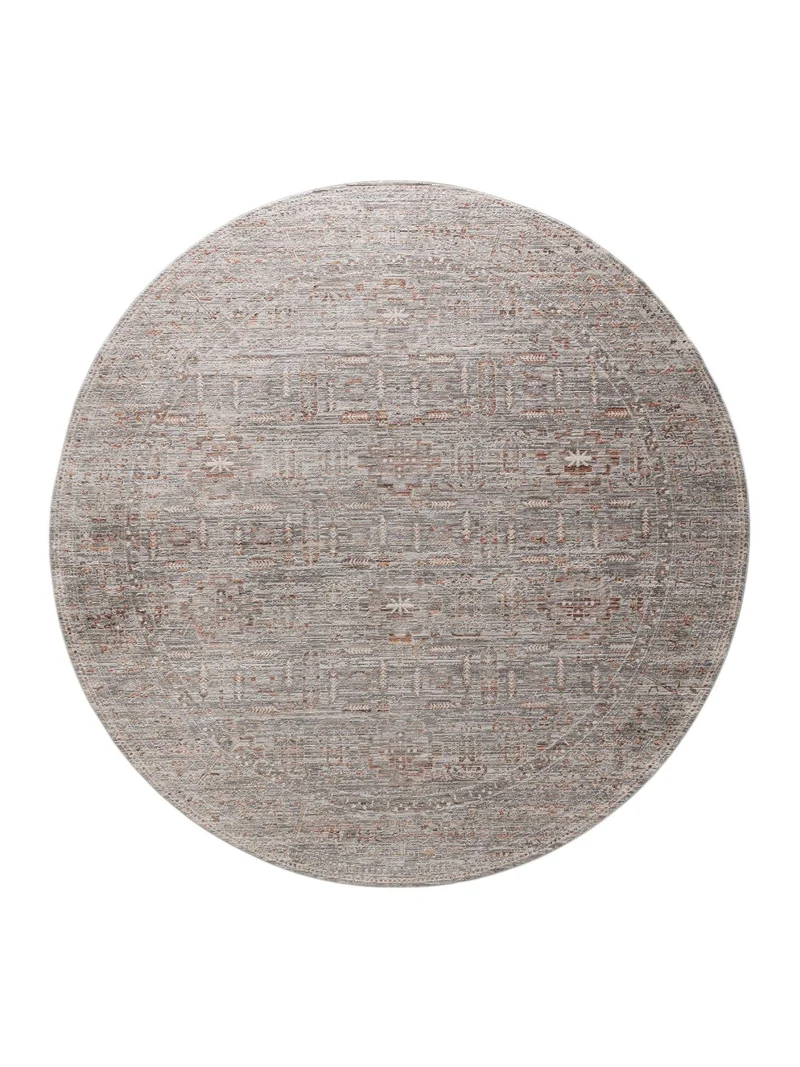 Tapis rond vintage gris et marron 240 cm de diamètre