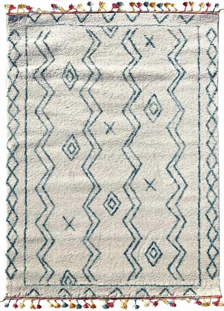 Tapis inspiration Berbère motif bleuté MADIDA
