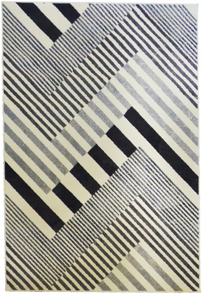 Tapis Moderne noir et blanc graphique ZIGRA