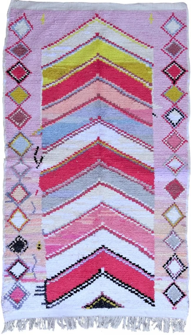 Tapis Berbère authentique Rose BOUCHAROUETTE