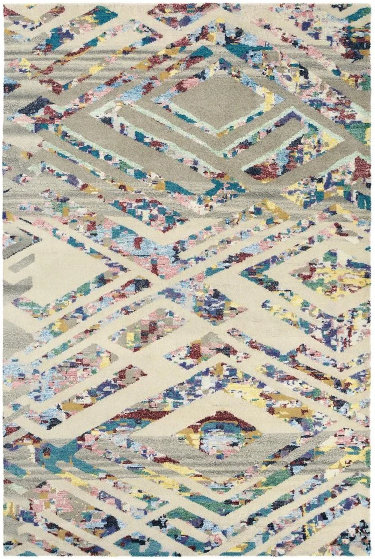 Tapis Multicolore motifs géométriques en laine luxe SUMMIT
