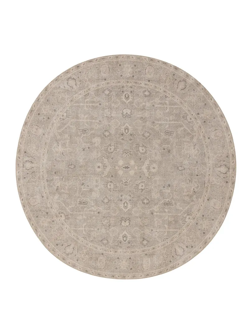 Tapis oriental rond gris beige 240 cm de diamètre