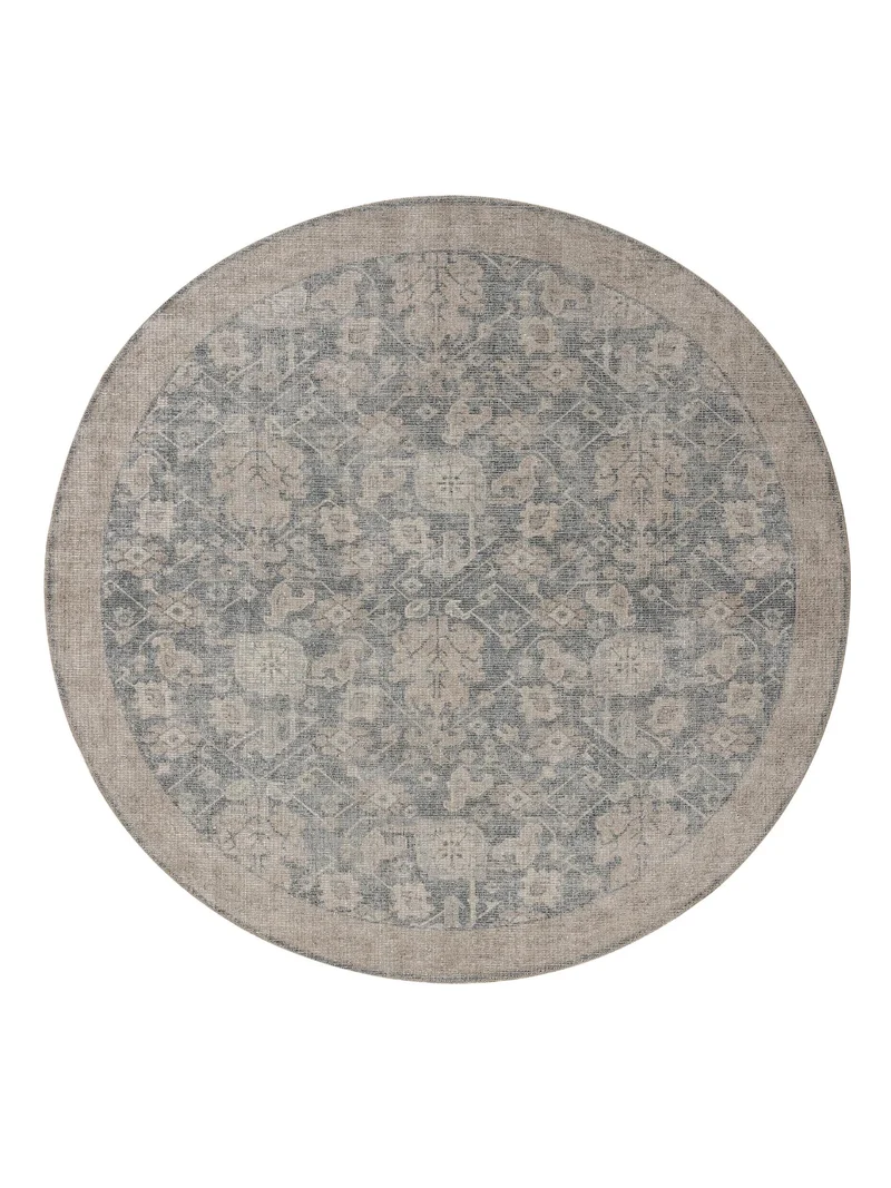 Tapis oriental rond gris 240 cm de diamètre