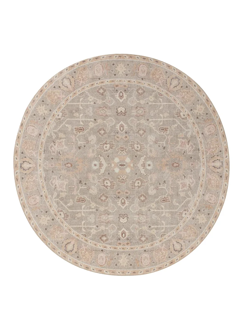Tapis oriental rond beige 240 cm de diamètre