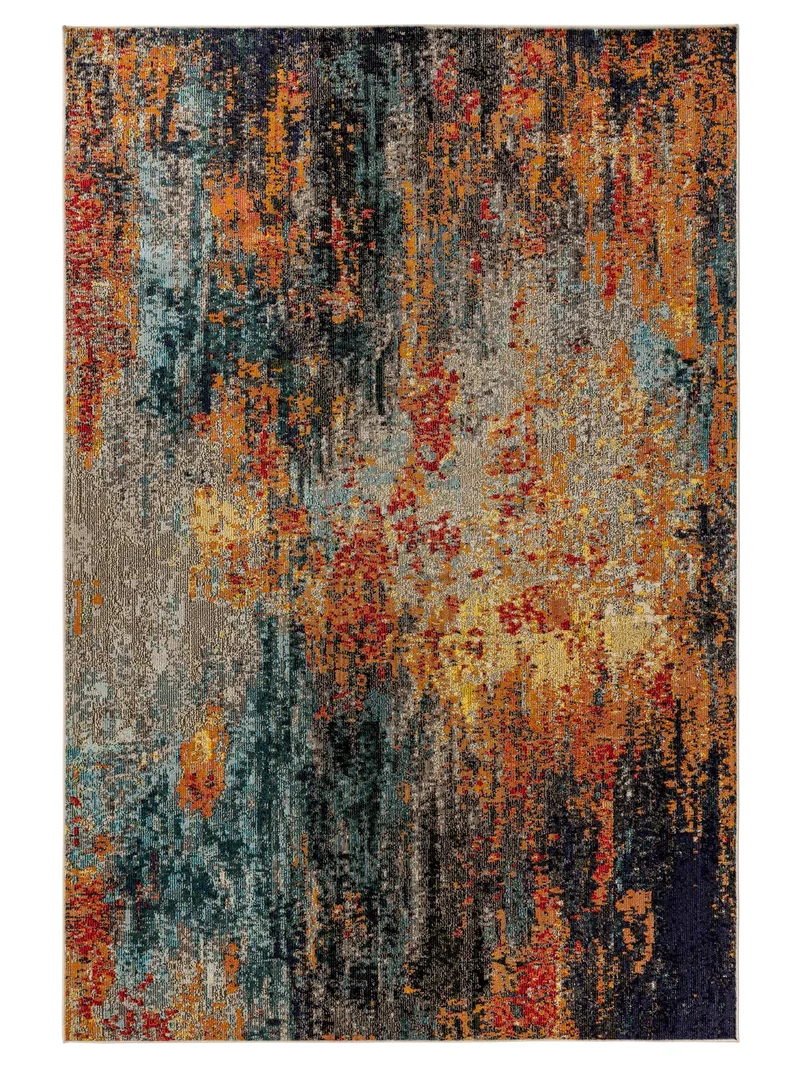 Tapis contemporain style peinture multicolore 200x290 cm