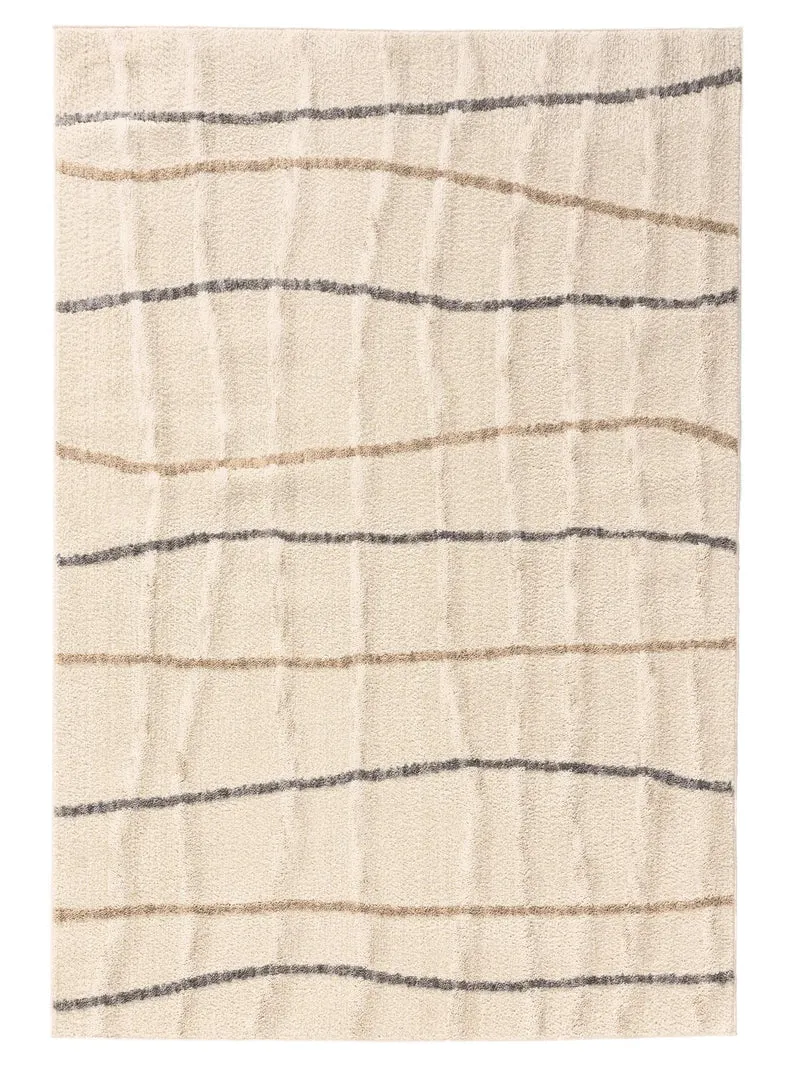 Tapis design motif contemporain crème et gris 160x230 cm