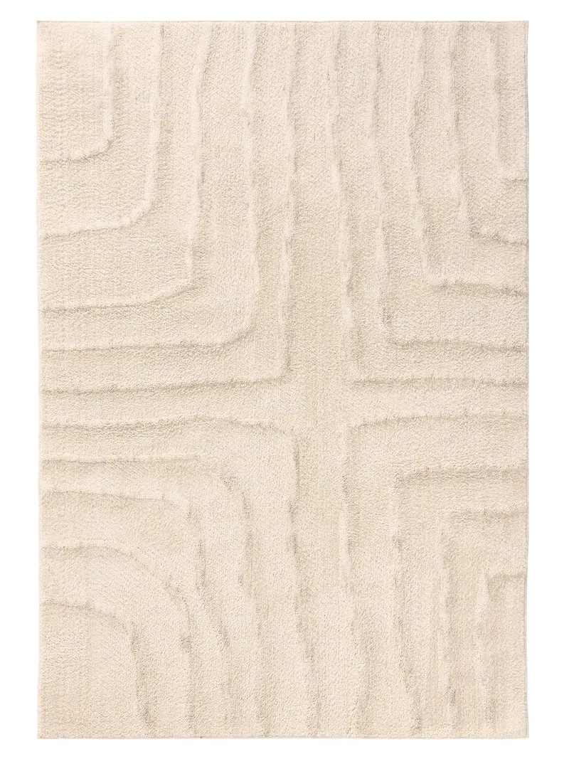 Tapis design motif contemporain crème 80x150 cm