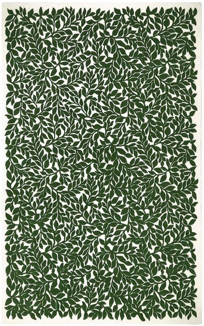 Tapis Christian Lacroix vert Floral en laine tufté main