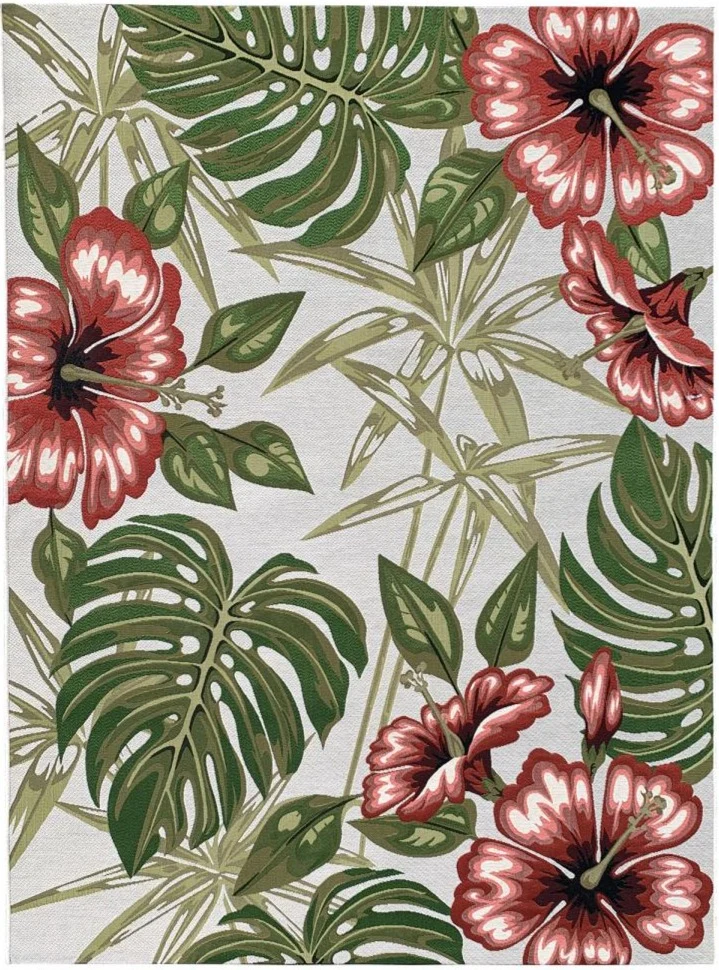 Tapis d'Extérieur Vert motif floral GRURA